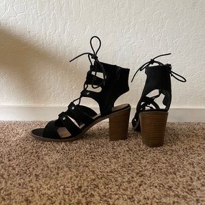 Dolce Vita Black Lace Up Heels, Size 8